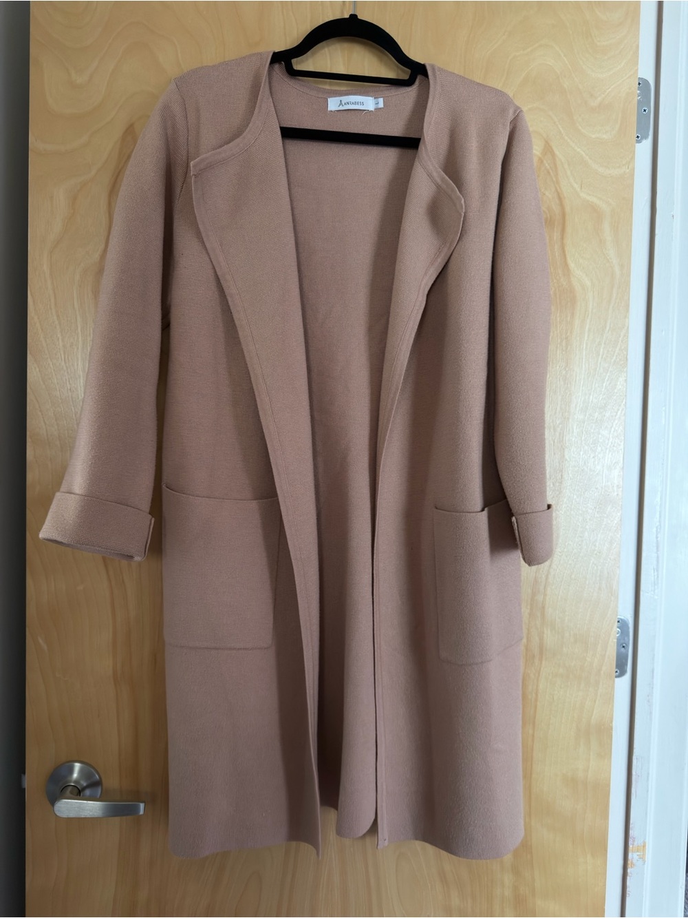 Anrabess Women's Blush Open-Front Longline Trench Coat
